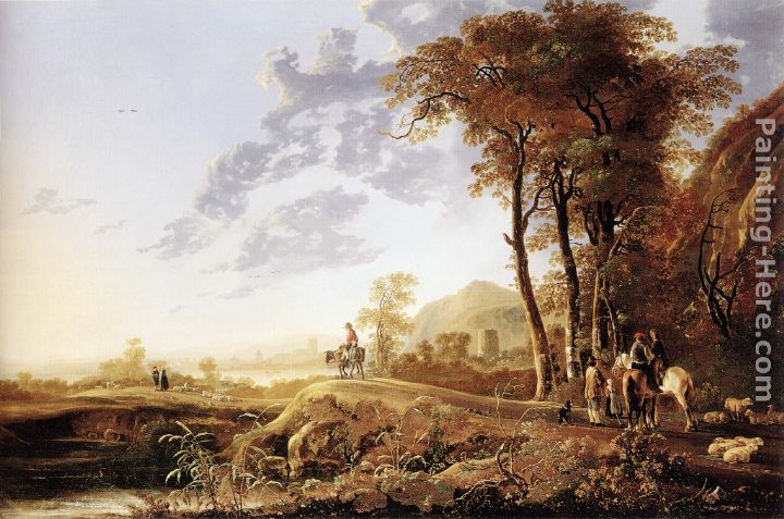 Evening Landscape painting - Aelbert Cuyp Evening Landscape art painting